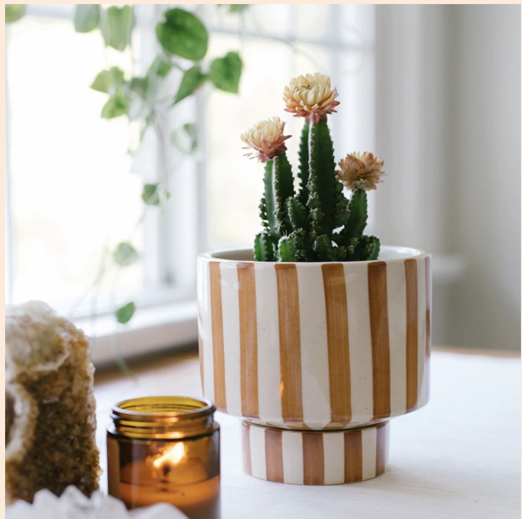 Jungalow striped amber planter